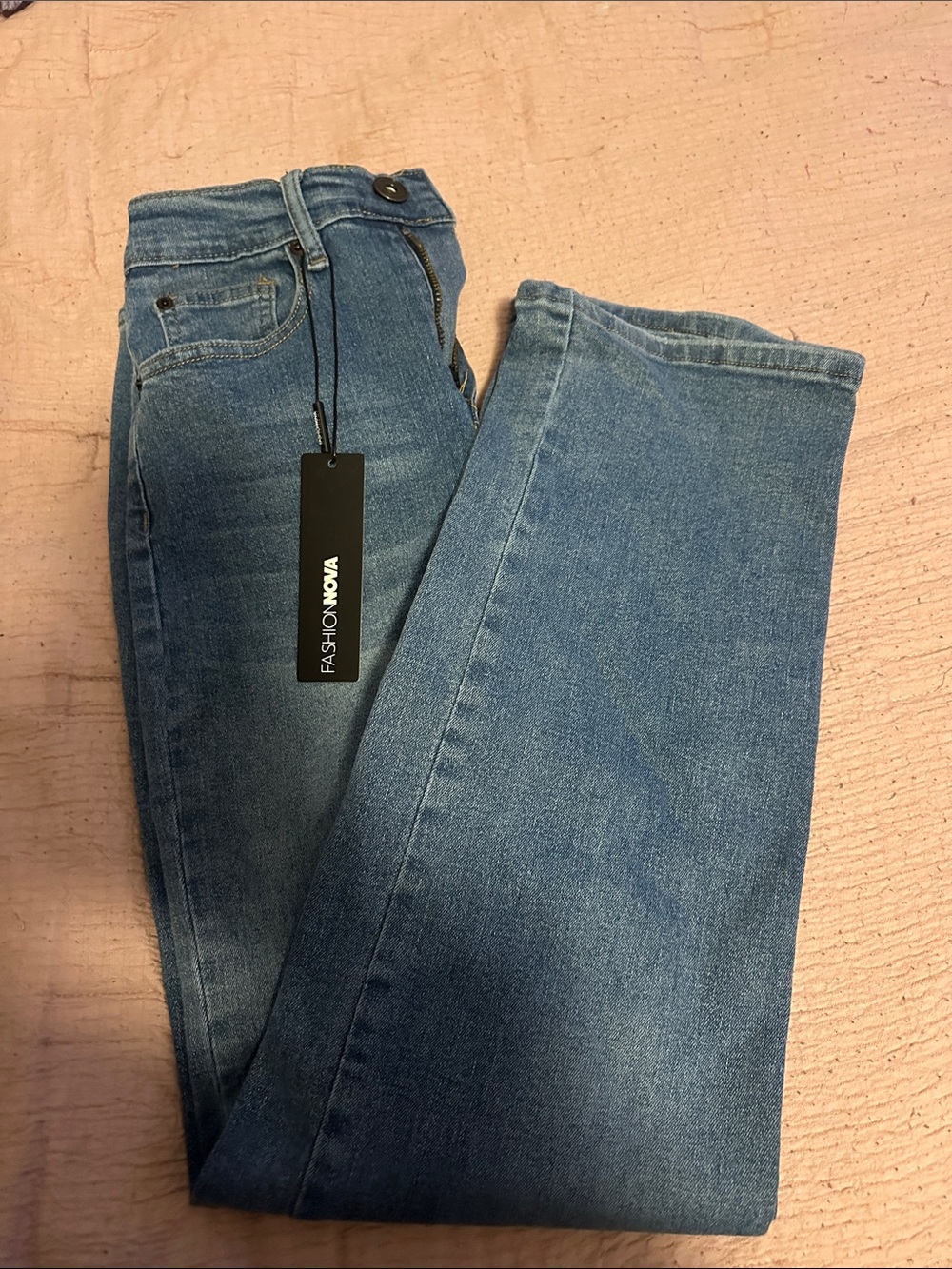 Fashion Nova Straight-Leg Mid Wash Blue Jeans